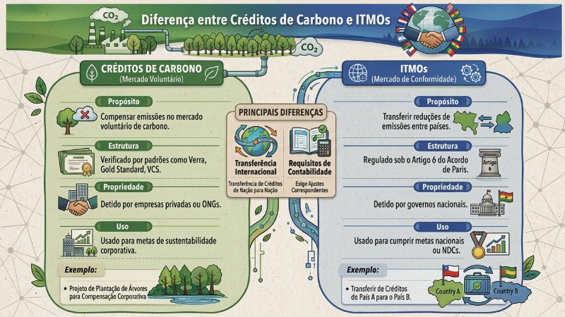 Blog Ambiental • Diferença entre créditos de carbono do mercado voluntário e ITMOs do Artigo 6 do Acordo de Paris na governança climática internacional
